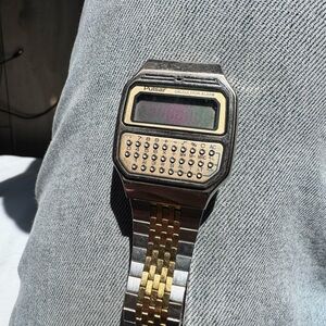 Pulsar Vintage Calculator Watch with Gold and Silver Accents